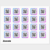QR Code Bus. Name Website Promo, Water Droplets Quadratischer Aufkleber (Blatt)
