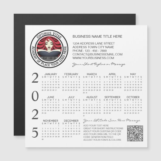 QR Code Business 2025 Kalender-Logo Magnetkarte (Vorne/Hinten)