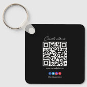 QR Code Business Beruflicher Schwarz-weißer Kreis Schlüsselanhänger (Vorderseite)