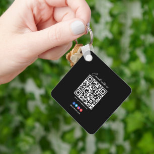 QR Code Business Beruflicher Schwarz-weißer Kreis  Schlüsselanhänger