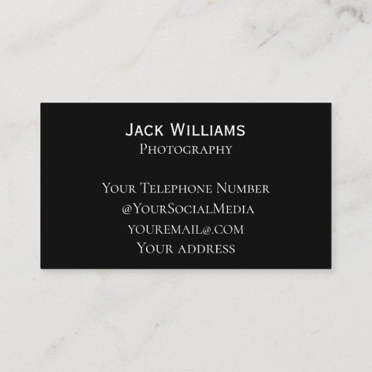 QR Code Business Black Beruflich Fotograf Visitenkarte (Rückseite)