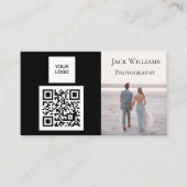 QR Code Business Black Beruflich Fotograf Visitenkarte (Vorderseite)