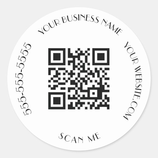 QR Code Business Black Moderne Minimalistische Prü Runder Aufkleber (Vorderseite)