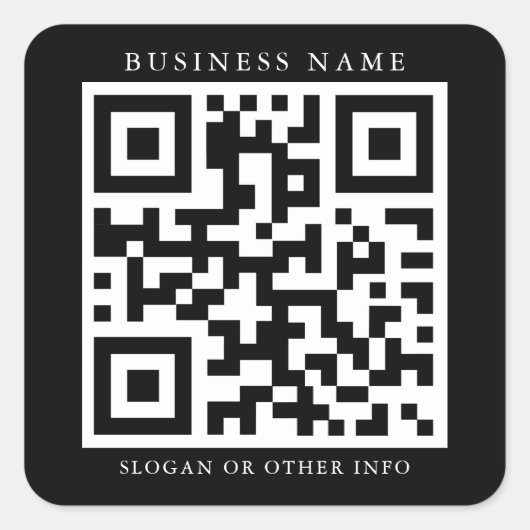 QR Code Business Black Quadratischer Aufkleber (Vorderseite)
