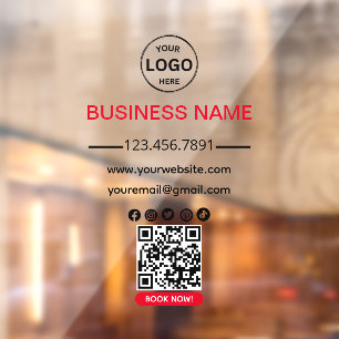 QR Code Business Black Rot Logo Social Media Fensteraufkleber