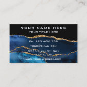 QR Code Business Card Agate Navy Blue Gold Glitzer Visitenkarte (Vorderseite)
