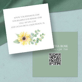 QR Code Business Card - Aquarellblume Quadratische Visitenkarte