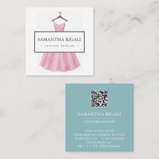 QR Code Business Card - Aquarellkleid Begleitkarte (Vorne/Hinten)