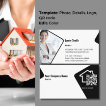 QR Code Business Card für moderne Schwarz-Weiß-Rea