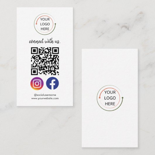 QR Code Business Card für moderne Social Media | W Visitenkarte (Vorne/Hinten)