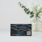 QR-Code-Business-Card für Navy Blue Gold Glitzer Visitenkarte (Stehend Vorderseite)