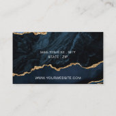 QR-Code-Business-Card für Navy Blue Gold Glitzer Visitenkarte (Rückseite)