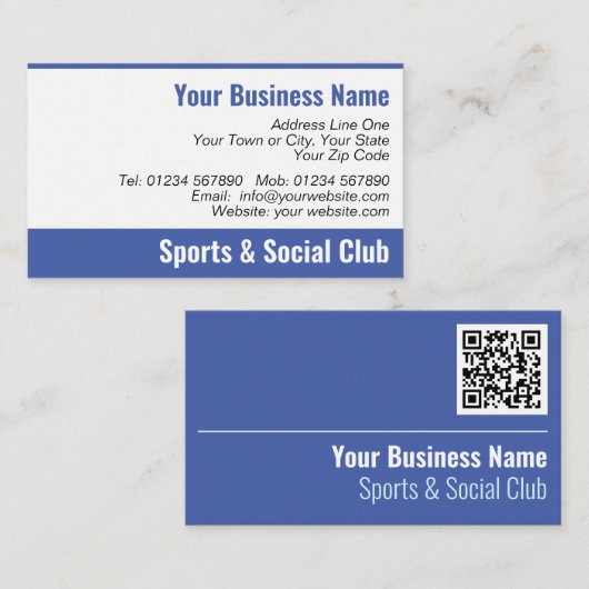 QR Code Business Card für Sport und Sozialklub Visitenkarte (Vorne/Hinten)
