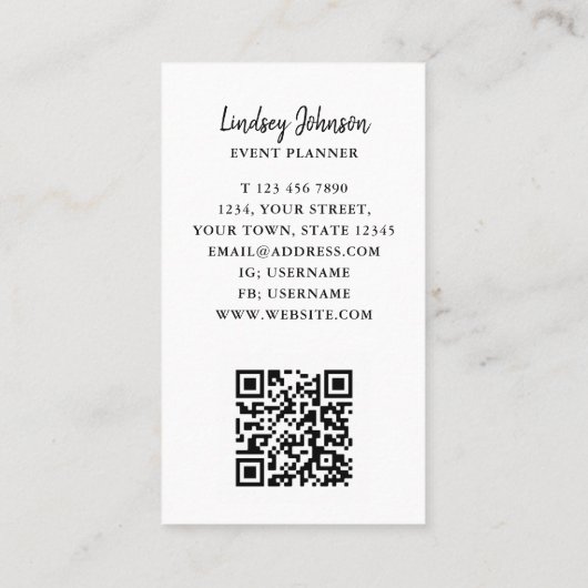 QR Code Business Card für Veranstaltungen Visitenkarte (Rückseite)