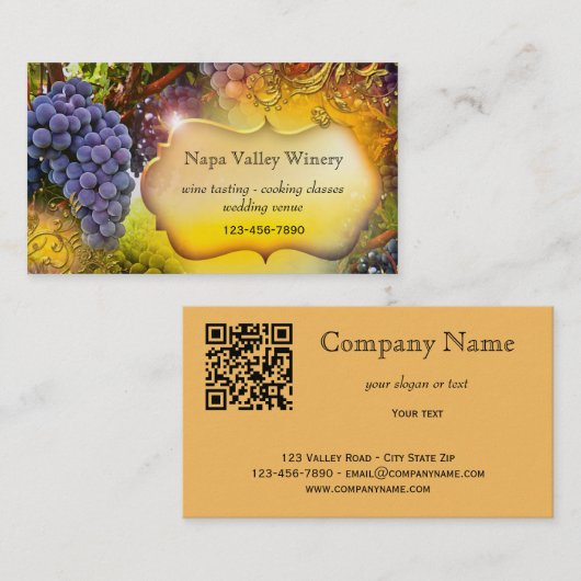 QR Code Business Card für Wein oder Weinberg Visitenkarte (Vorne/Hinten)