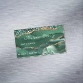 QR Code Business Card Magnet Agate Green Gold (Beispiel)
