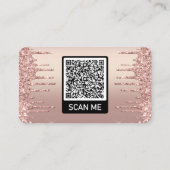 QR Code Business Card mit Rose Gold Blush Glitzer Visitenkarte (Rückseite)