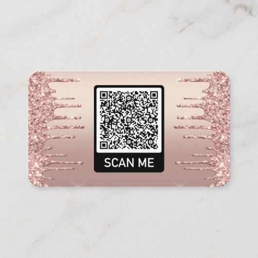 QR Code Business Card mit Rose Gold Blush Glitzer Visitenkarte (Rückseite)