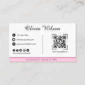 QR Code Business Card Rosa Modern Einfach Visitenkarte (Rückseite)
