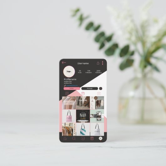 QR Code Business Cards-Logo Qr Instagramm Visitenkarte (Stehend Vorderseite)