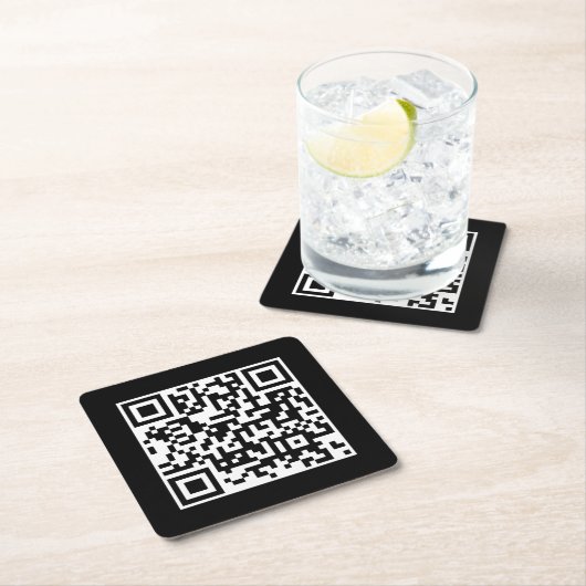QR Code Business Corporate Minimalistisch Black Rechteckiger Pappuntersetzer (Vor Ort)