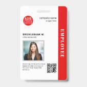QR Code Business Employee Corporate Foto ID Ausweis (Vorderseite)