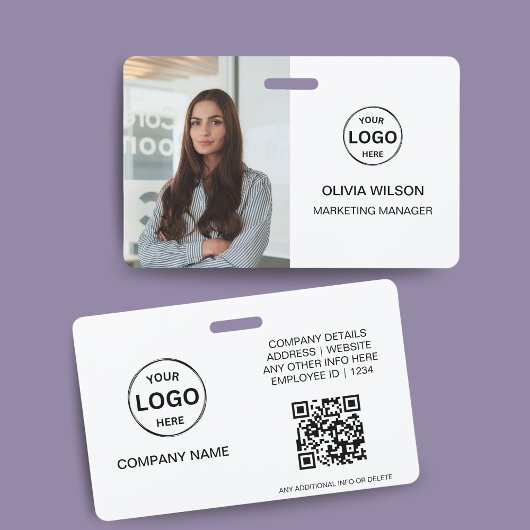 Qr Code Business ID Card Moderner Foto Mitarbeiter Ausweis