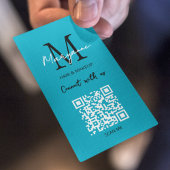 QR Code Business Logo Aqua Blue Visitenkarte