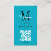 QR Code Business Logo Aqua Blue Visitenkarte (Vorderseite)