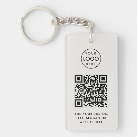 QR-Code | Business-Logo Beruflich Einfach grau Schlüsselanhänger (Vorderseite)