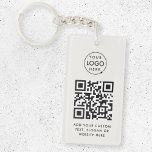 QR-Code | Business-Logo Beruflich Einfach grau Schlüsselanhänger<br><div class="desc">Eine einfache,  kundenspezifische QR Code Schlüsselanhänger Vorlage in einem modernen minimalistischen Stil,  die leicht mit Ihrem Firmenlogo,  QR-Code und individuellem Text aktualisiert werden kann,  z.B. zum #QRcode #logo #Schlüsselanhänger #business.</div>