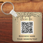 QR-Code-Business-Logo Beruflich Gold Schlüsselanhänger (Vorderseite)