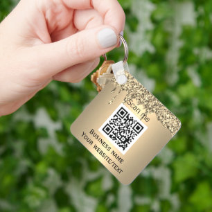 QR-Code-Business-Logo Beruflich Gold Schlüsselanhänger