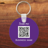 QR-Code-Business-Logo Beruflich Lila Schlüsselanhänger (Vorderseite)