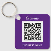 QR-Code-Business-Logo Beruflich Lila Schlüsselanhänger (Vorderseite)