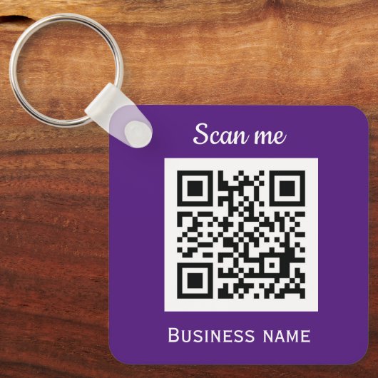 QR-Code-Business-Logo Beruflich Lila Schlüsselanhänger (Vorderseite)