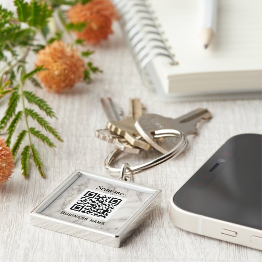 QR-Code-Business-Logo-Beruflich-Marmor Schlüsselanhänger (Seite)