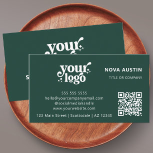 QR-Code-Business-Logo Beruflich Modern Green Visitenkarte