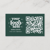 QR-Code-Business-Logo Beruflich Modern Green Visitenkarte (Vorderseite)