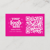 QR-Code-Business-Logo Beruflich Modern Hot Pink Visitenkarte (Vorderseite)