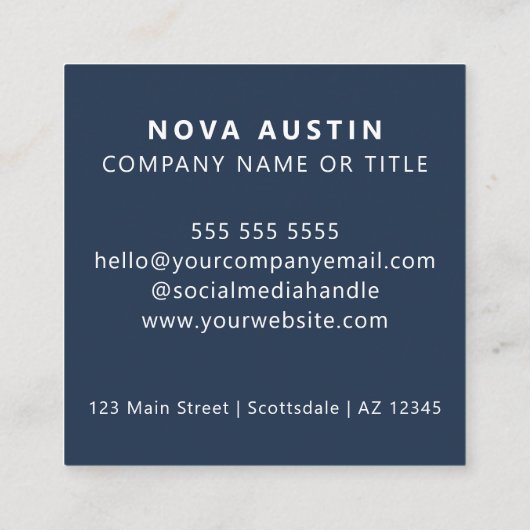 QR-Code-Business-Logo Beruflich Modernes Blau Quadratische Visitenkarte (Rückseite)