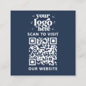 QR-Code-Business-Logo Beruflich Modernes Blau Quadratische Visitenkarte (Vorderseite)