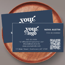 QR-Code-Business-Logo Beruflich Modernes Blau Visitenkarte