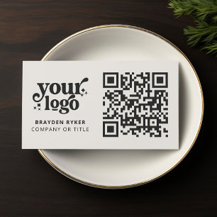 QR-Code-Business-Logo Beruflich Modernes Elfenbein Visitenkarte