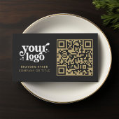 QR-Code-Business-Logo Beruflich Modernes Gold Visitenkarte