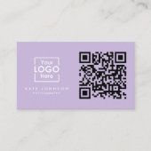 QR-Code-Business-Logo Beruflich Modernes Lila Visitenkarte (Vorderseite)