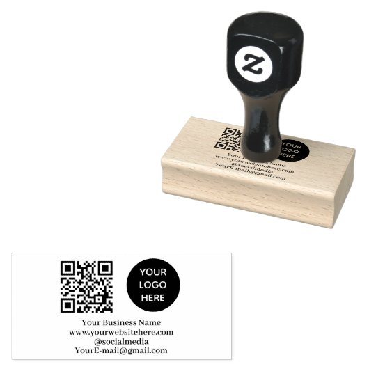 QR Code Business-Logo Beruflich Modernes Schwarz Gummistempel (Stempel)