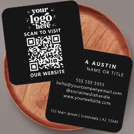 QR-Code-Business-Logo Beruflich Modernes Schwarz Quadratische Visitenkarte