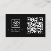 QR-Code-Business-Logo Beruflich Modernes Schwarz Visitenkarte (Vorderseite)