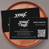 QR-Code-Business-Logo Beruflich Modernes Schwarz Visitenkarte